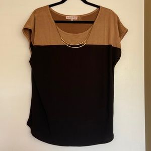 Black and brown/tan professional top